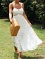cheap Casual Dresses-Women&#039;s Midi Dress A Line Dress White Sleeveless Backless Cold Shoulder Pure Color V Neck Spring Summer Stylish Casual Boho 2022 S M L XL