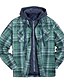 cheap Best Sellers-Men&#039;s Jacket Fall Winter Street Daily Long Coat Warm Breathable Loose Casual Streetwear Jacket Long Sleeve Print Plaid / Check Green Blue Sky Blue / Cotton
