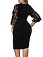 cheap Plus Size Dresses-Women&#039;s Plus Size Floral A Line Dress Split Round Neck 3/4 Length Sleeve Work Casual Prom Dress Spring Summer Causal Daily Knee Length Dress Dress / Party Dress / Lace / Print