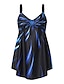 cheap Tankini-Women&#039;s Swimwear 2 Piece Swim Dress Plus Size Swimsuit High Waist Stripe Slim for Big Busts Stripes / Ripples Strap Beach Wear Sexy Bathing Suits
