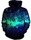 billige Hoodies-farverig galaxy hættetrøje herre grafisk grøn pullover sweatshirt dagligt afslappet 3d print kængurulomme premium alle hættetrøjer blå bomuld