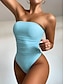 cheap Jumpsuits &amp; Rompers-Women&#039;s Bodysuit Solid Color Casual Off Shoulder Vacation Sleeveless Skinny Blue S M L Summer
