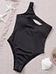 cheap One-Pieces-Women&#039;s Swimwear One Piece Monokini Bathing Suits Normal Swimsuit Pure Color Tummy Control High Waist Open Back Cut Out Hole White Black Pink Khaki Padded Bathing Suits Stylish One-Shoulder New