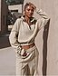 cheap Two Piece Sets-Women&#039;s Crop Top Hoodie Tracksuit Pants Sets Plain Beige Gray Zipper Long Sleeve Sports Outdoor Casual Active Basic Stand Collar Regular Fit Fall &amp; Winter