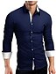 abordables Chemises pour hommes-Chemise Homme Col Manches Longues Noir et Blanc Saphir Bleu marine Noir rouge Blanche Mélange de Coton Standard Vêtement de rue
