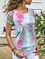 abordables Shoes &amp; Accessories-Femme T-shirt Tie Dye du quotidien Tie Dye Printemps Standard Vert Violet Rose Claire Bleu Ciel