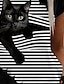 abordables Tee-shirt-Femme T shirt Tee Graphic Chat Rayé Noir Imprimer Manche Courte du quotidien Fin de semaine Rétro Vintage basique Col Rond Standard