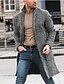 cheap Sale-Men&#039;s Winter Coat Overcoat Business Casual Fall Winter Polyester Outerwear Clothing Apparel Houndstooth Notch lapel collar Open Front