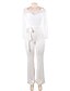 abordables Jumpsuits &amp; Rompers-Mujer Elegante Sensual Fiesta Boda Festivos Hombros Caídos 2022 Blanco Mono Color sólido Espalda al Aire Encaje Ajuste de encaje