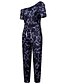 cheap Women&#039;s Jumpsuits-Women&#039;s Jumpsuit Camo / Camouflage Lace up Print Casual One Shoulder Street Vacation Short Sleeve Regular Fit Gray Red S M L Spring