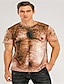 cheap Men&#039;s Tees &amp; Tank Tops-Hairy Chest Mens 3D Shirt For Party | Brown Summer Cotton | Men&#039;S Tee Hary Belly Graphic Orangutan Round Neck Camel 3D Print Plus Size Daily Vacation Short Sleeve Fashion Clothing Apparel