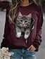 cheap Hoodies &amp; Sweatshirts-Women&#039;s Sweatshirt Pullover Print Active Streetwear Black Red Navy Blue Animal Daily Long Sleeve Round Neck