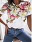 abordables Tops más vendidos-Mujer Floral Plantas Casual Diario Flor Manga Corta Camiseta Escote Redondo Básico Tops Blanco S / Impresión 3D