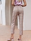 cheap Two Piece Sets-Women&#039;s Streetwear Plaid Daily Wear Office Two Piece Set Shirt Collar Pant Blazer Office Suit Pants Sets Tops