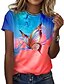 cheap Best Selling Women&#039;s Tops-Women&#039;s Butterfly Casual Holiday Weekend Abstract Butterfly Painting Short Sleeve T shirt Tee Round Neck Print Basic Essential Tops Green Gray Purple S / 3D Print