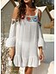 cheap Cover-Ups-Women&#039;s Swimwear Cover Up Beach Dress Normal Swimsuit Flower UV Protection Ruffle Hole White Black Beige Strap Bathing Suits Stylish Vacation New / Sexy