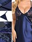 abordables Ropa para dormir y de descanso para mujeres-Mujer Espalda al Aire Encaje Babydoll y resbalones Sexy Ropa de dormir Poliéster Verde Trébol / Azul Piscina / Blanco S M L