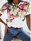 cheap Best Selling Women&#039;s Tops-Women&#039;s Floral Plants Casual Daily Floral Short Sleeve T shirt Tee Round Neck Basic Essential Tops White S / 3D Print