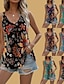 cheap Tank Tops-Women&#039;s Tank Top Graphic Floral Multicolor Light Blue brown grey Black Sleeveless Casual Holiday Vintage Basic Boho V Neck Summer