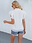 cheap Tops &amp; Blouses-Women&#039;s Blouse Shirt Plain Round Neck Ruffle Casual Tops White