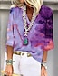 cheap Tops &amp; Blouses-Women&#039;s Blouse T shirt Tee V Neck Print Daily Modern Tie Dye V Neck Spring &amp;  Fall Regular Blue Purple Yellow Light Blue