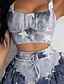 cheap Two Piece Sets-Women&#039;s Streetwear Geometric Casual Daily Wear Two Piece Set Square Neck Skirt Dress Mini Skirt Crop Top Tank Top Skirt Sets Ruffle Print Tops