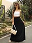 cheap Skirts-Women&#039;s Long Skirt Straight Maxi High Waist Skirts Lace Floral Solid Colored Prom Vacation All Seasons Polyester Elegant Vintage Almond Black White