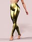 billige Leggings-Dame Skinny Leggins Fuld længde PU Imiteret Læder Elastisk Høj Talje Mode Glamour Fest Fornøjelse Sport Sort Guld S M