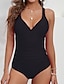 cheap One-Pieces-Women&#039;s Swimwear One Piece Monokini Bathing Suits Normal Swimsuit Pure Color Modest Swimwear Tummy Control Ruched Open Back Black Purple Red V Wire Padded Bathing Suits Vacation Sexy New / Modern