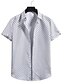 billige Casual Shirts-Herre T-shirt ærme Basale Krave Standard Sommer Vinrød Hvid Sort