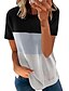 cheap Tops &amp; Blouses-Women&#039;s T shirt Tee Patchwork Basic Round Neck Summer Short Sleeve Purple White Black Blue