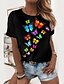 cheap T-Shirts-Women&#039;s T shirt Tee Black White Print Butterfly Casual Weekend Short Sleeve Round Neck Basic Regular Butterfly Painting S