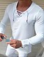 baratos Men&#039;s-Homens Camiseta Decote V Tecido Branco Preto Cinzento Cáqui Com Cordão Básico Rua Diário Blusas Casual Diário