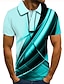 baratos Polos-Homens Camiseta Polo Camisa de tênis Camisa de golfe Estampas Abstratas Linear Colarinho Verde Claro Vermelho Verde Cinzento Impressão 3D Rua Casual Manga Curta Botão para baixo Roupa Moda Legal