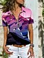 baratos Super Sale-Blusa feminina camiseta com zíper estampado multicolor camisa tropical gola camiseta manga regular primavera&amp;amp;  padrão de queda 5 padrão 7 padrão 8