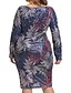 cheap Plus Size Dresses-Women&#039;s Plus Size Leaf Holiday Dress Sequins Crew Neck Long Sleeve Casual Spring Summer Daily Date Knee Length Dress Dress / Print