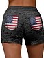 cheap Pants-Women&#039;s Casual / Sporty Athleisure Side Pockets Elastic Drawstring Design Print Shorts Short Pants Micro-elastic Casual Independence Day Cotton Blend National Flag Mid Waist Comfort Black Gray S M L