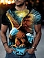 cheap Short Sleeve-Men&#039;s Blue Eagle Print Casual T Shirt