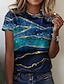 abordables Camiseta-Mujer Camiseta Graphic Geométrico Casual Fin de semana Azul Piscina Estampado Manga Corta Básico Escote Redondo Ajuste regular