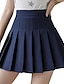 cheap Skirts-Women&#039;s Skirt Mini Skirts Pleated Solid Colored Party Party / Evening Spring &amp; Summer Cotton Blend Elegant Preppy Navy Pink Black Coffee