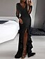 cheap Dresses-Women&#039;s Maxi long Dress Party Dress Black Long Sleeve Split Ruffle Pure Color V Neck Fall Winter Party Party Stylish Sexy 2022 S M L XL