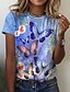 abordables T-shirts-T shirt Tee Femme Casual Vacances Fin de semaine Floral Papillon Manches Courtes Fleur Papillon Peinture Col Rond Imprimer basique Vert Bleu Violet Hauts Standard S / 3D effet