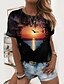 cheap T-Shirts-Women&#039;s T shirt Tee Scenery 3D Black Print Short Sleeve Casual Holiday Weekend Basic Round Neck Regular Fit
