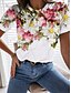 preiswerte Meistverkaufte Oberteile-Damen Blumen Pflanzen Casual Täglich Blume Kurzarm T Shirt Rundhalsausschnitt Basic Oberteile Weiß S / 3D-Druck
