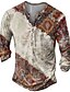 cheap Men&#039;s Tees &amp; Tank Tops-Mens Graphic Shirt Henley Patterned Button Down Long Sleeve Gray Khaki Brown Street Casual Print Tops Basic Classic Big And Tall Plus Size Vintage Geometric Ethnic Grey Unanswerable Cotton B