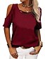 billige Tops &amp; Blouses-kvinders forår sommer mode afslappet ensfarvet off-the-shoulder løs kortærmet t-shirt kvinder