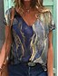 cheap Women&#039;s T-shirts-Women&#039;s T shirt Tee Graphic Geometric Casual Daily Blue Short Sleeve Basic V Neck