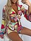 cheap Two Piece Sets-Women&#039;s Streetwear Painting Casual Daily Wear Two Piece Set Shirt Collar Shorts Crop Top Blouse Shorts Sets Lace up Print Tops