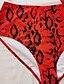 billige Bikini-Dame Badetøj Bikini 2 stk Plusstørrelser badedragt Slangeskindsmønster Båndsløjfe 2 stk Printer for store buster Hul Rød V-strop Vatteret Badedragter Stilfuld Ferie nyt / Sexet / Moderne
