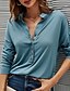economico Super Sale-Spring Women&#039;s Solid Color V Neck Button Top Shirt